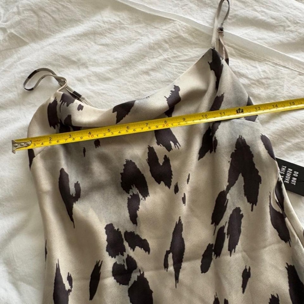 NWT Express Satin Cowl Neck Abstract Leopard Print Midi Dress XS - Picture 3 of 7